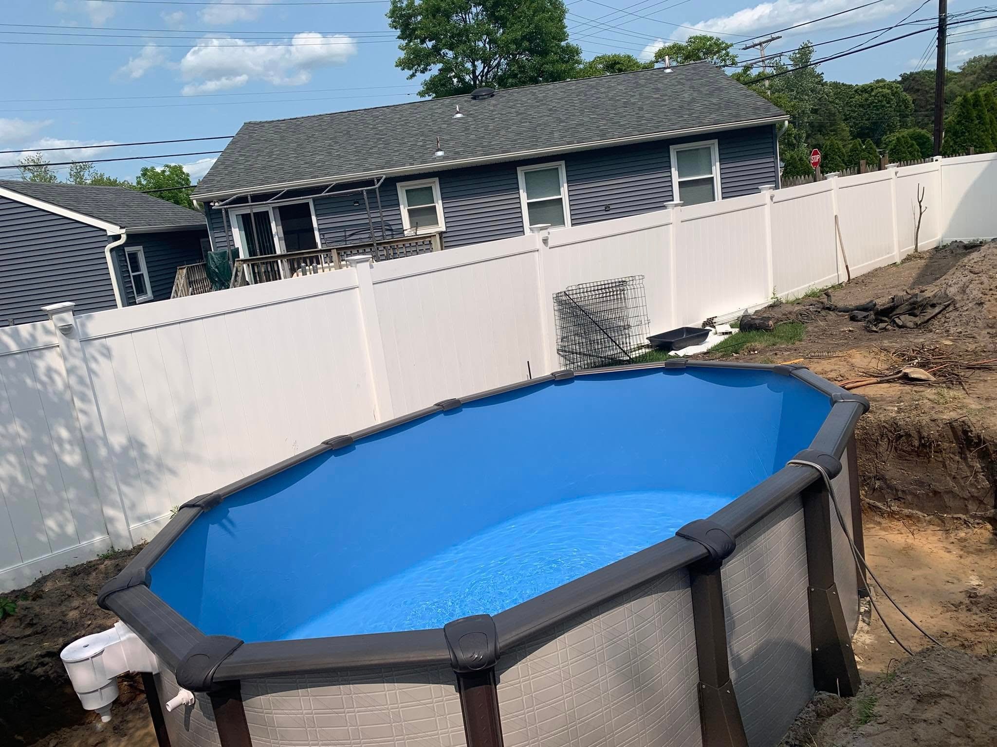 Complete backyard with pool and landscaping