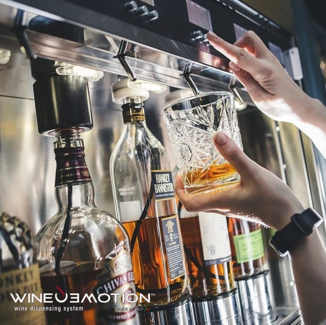 Vino por copa WineEmotion despachadores automático para mixología, cava, enología, vinotecas, restaurantes, eventos, hotelería con enfriador copas Thrill profesional sistema