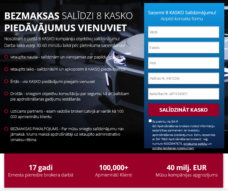 Kasko Kalkulators website screenshot