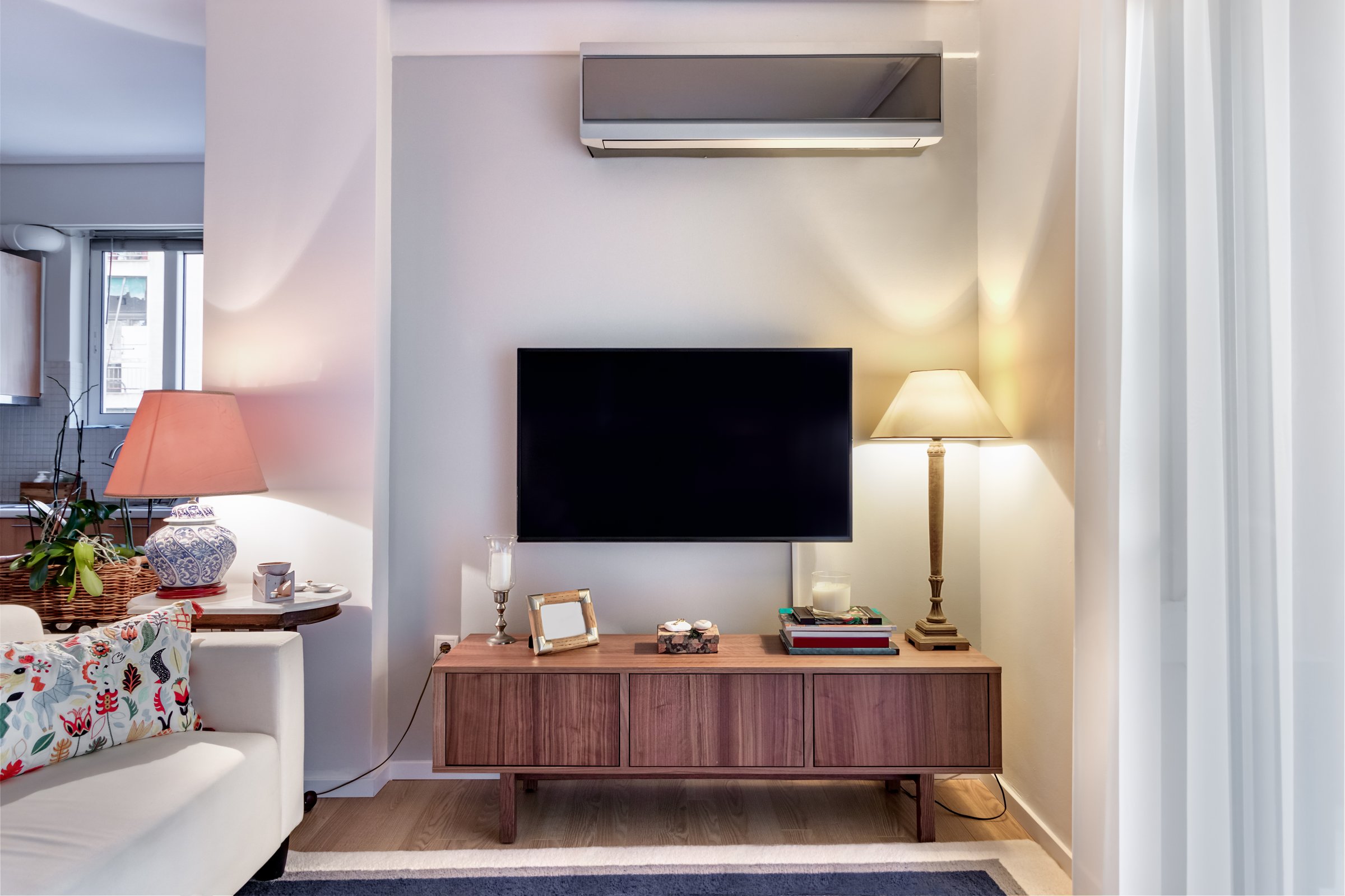 Modern mini split unit in living room