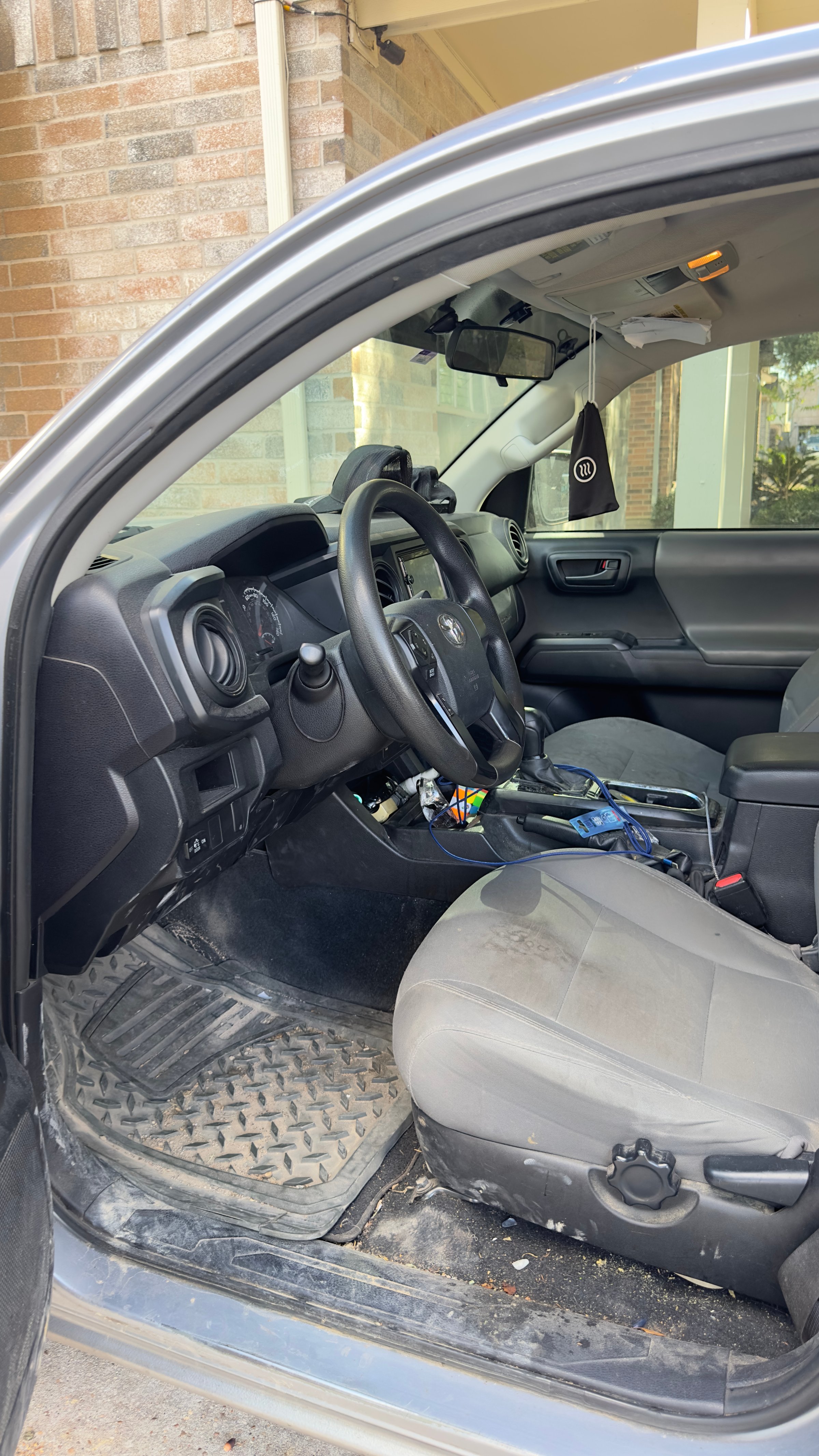 Interior detailing before - dirty car interior with stains