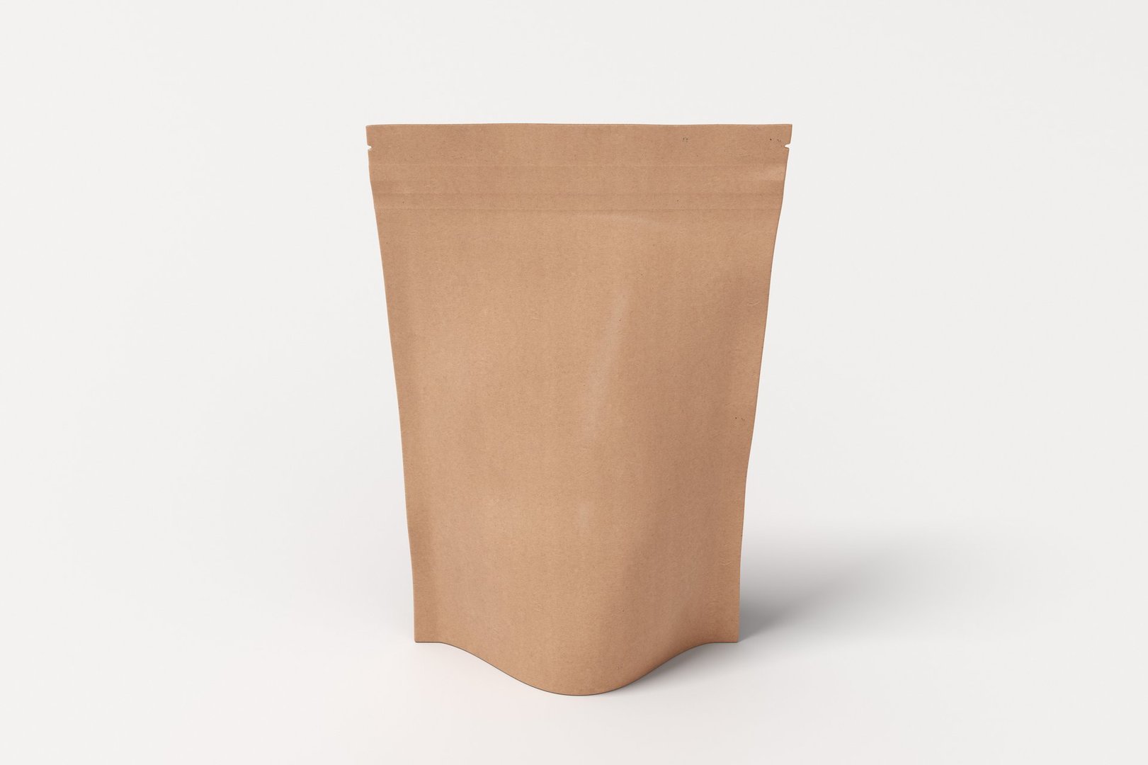 Craft packaging pouch mockup for tea, coffee, snack on white background. Branding mockup. 3d illustration