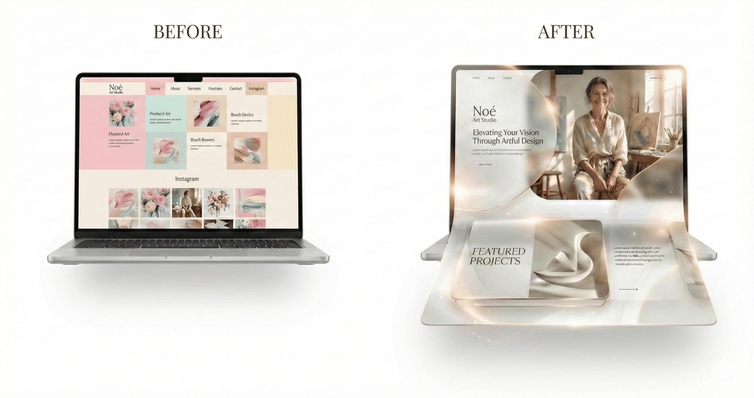 Voor en na transformatie van website - van Linktree naar premium strategische website