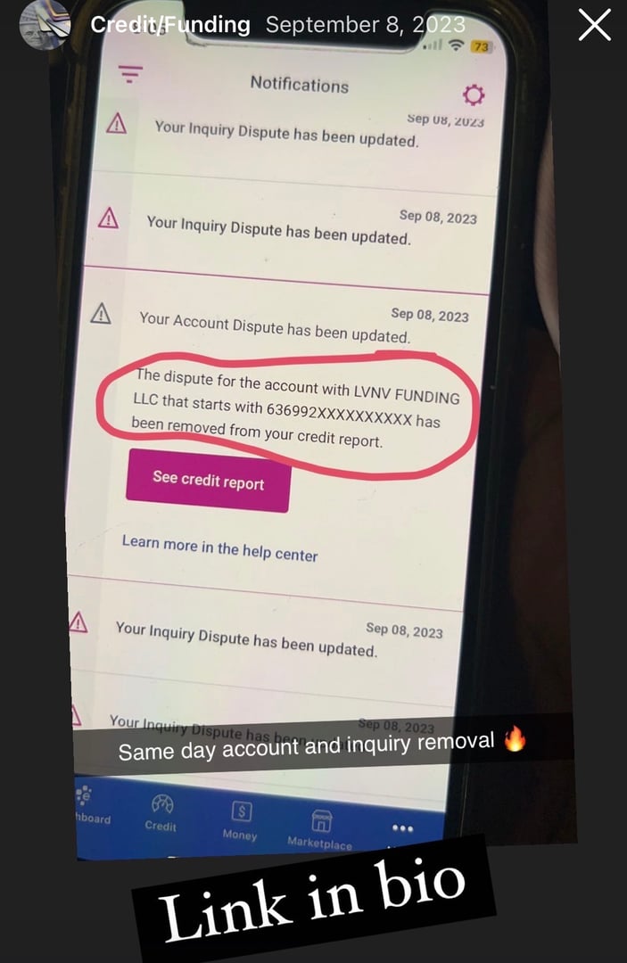 Authentic client credit improvement evidence