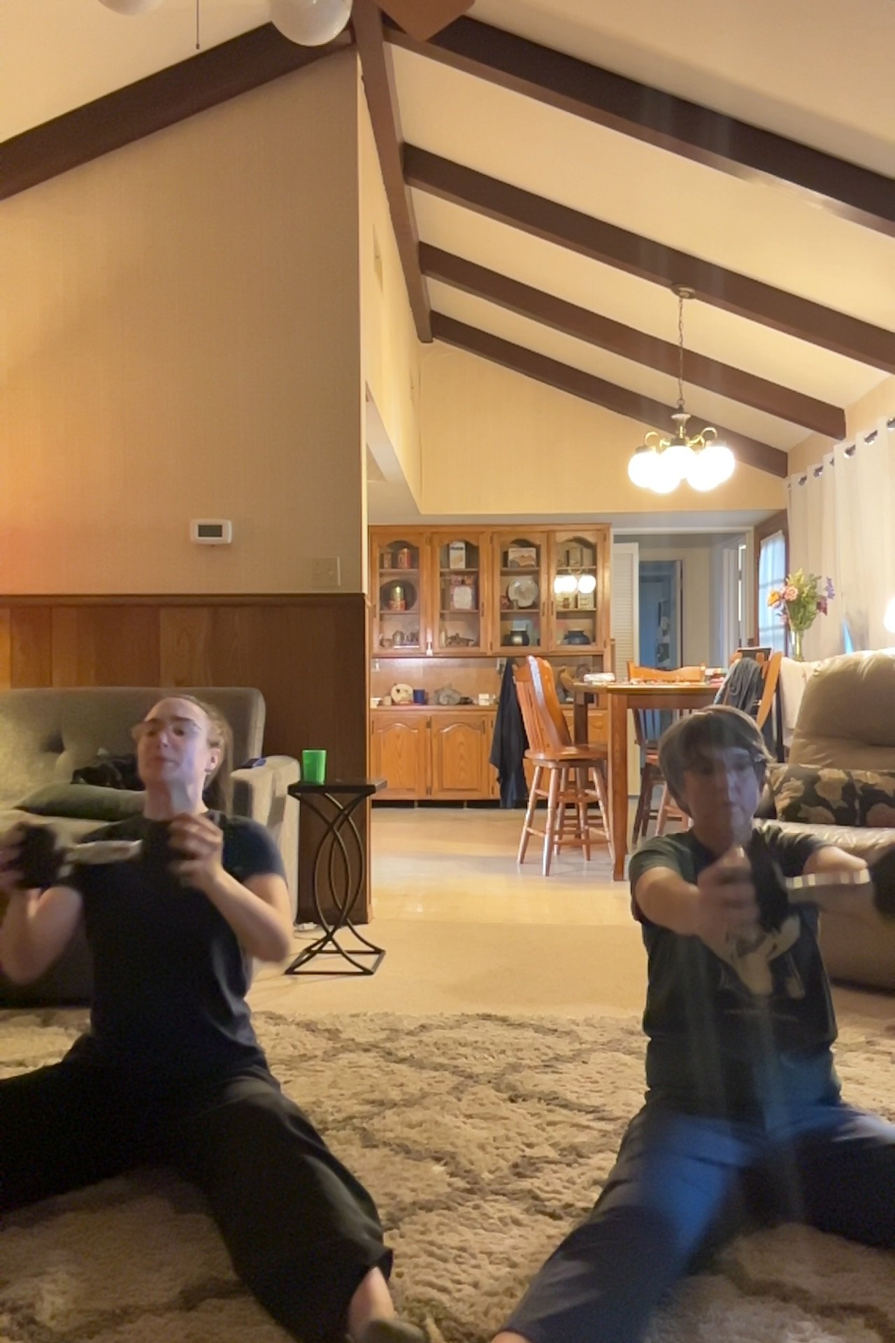 Woman working out online with virtual training