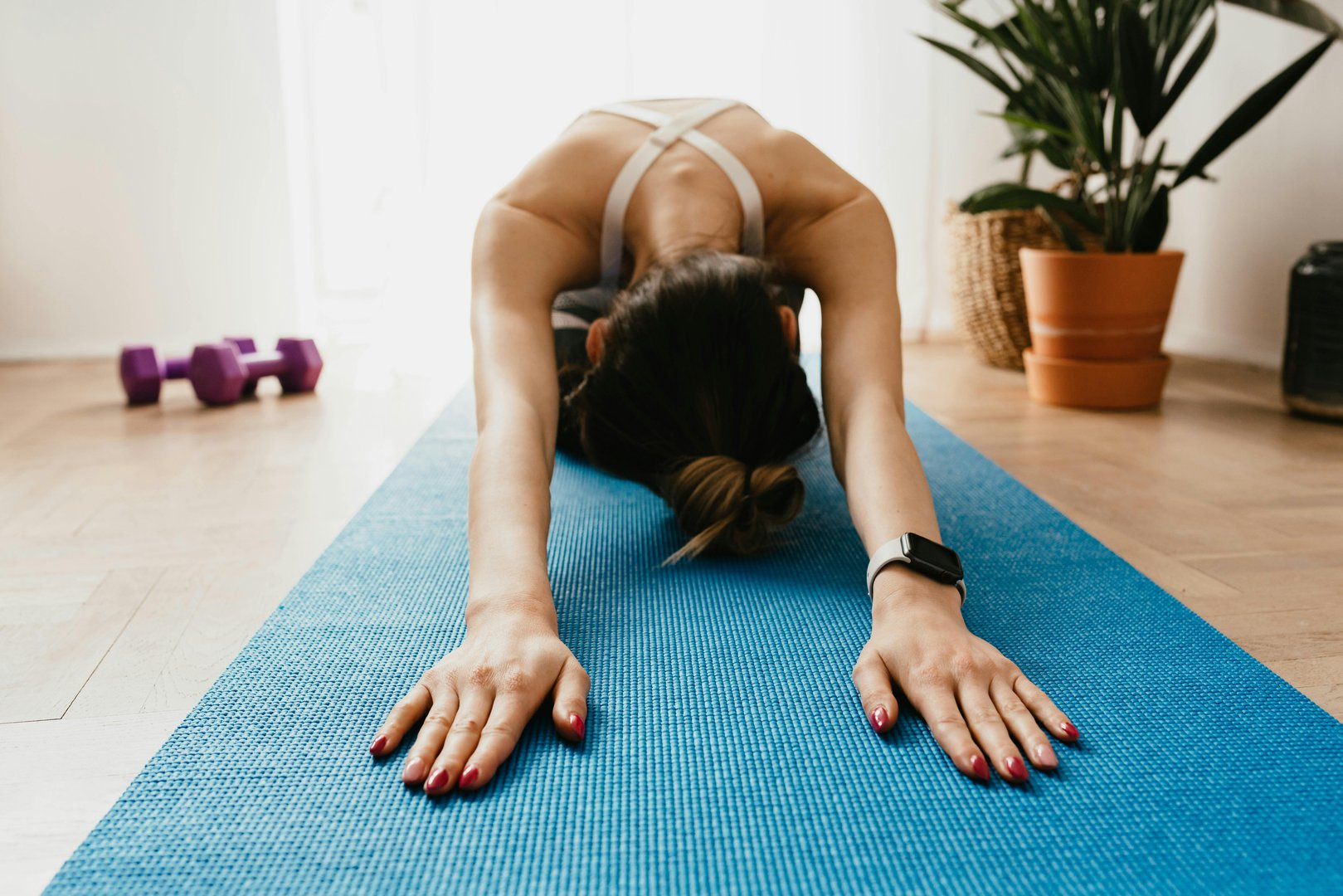 A Modern rehabilitation physiotherapy at work with client holding dumbbell
