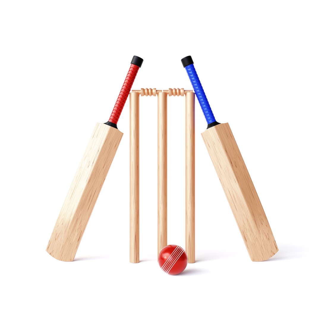 Cricket set isolated on white background. 3d-rendering