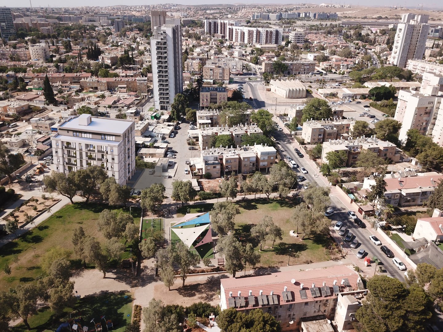 הדמיה אווירית של בניין Prime 7 ברחוב מרכוס באר שבע