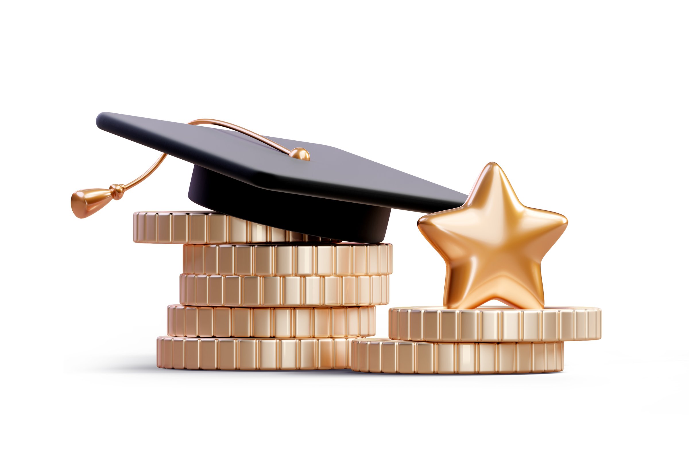 Scholarship, educational grant. Academic achievements and financial aid for students. Awards. Education support across demographics. Help from government. 3d rendered illustration
