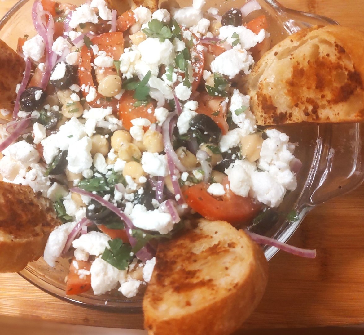 Mediterranean Lemon Goat Cheese Chick Pea Salad