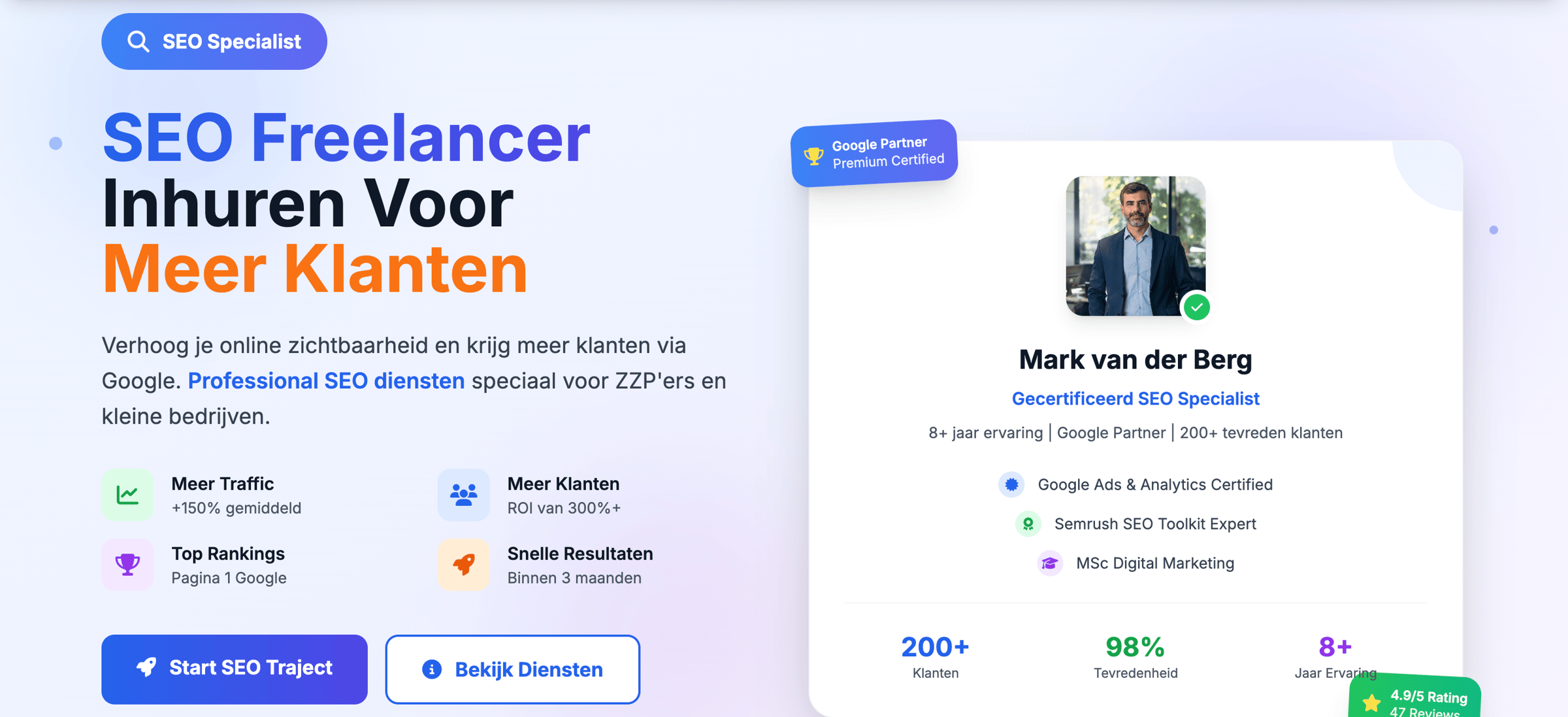 SEO Freelancer website voorbeeld
