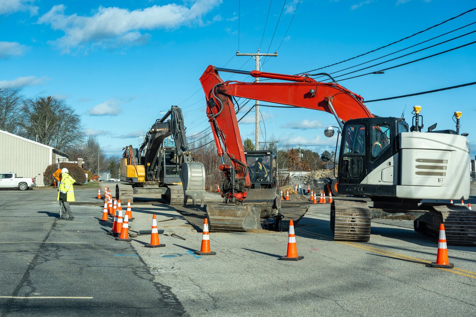 bulldozer working on city street
