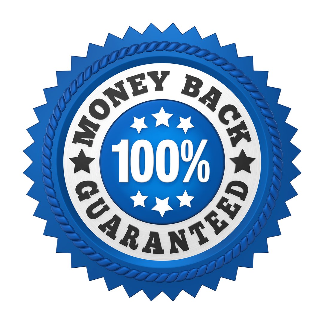 Money Back Guaranteed Label isolated on white background. 3D render