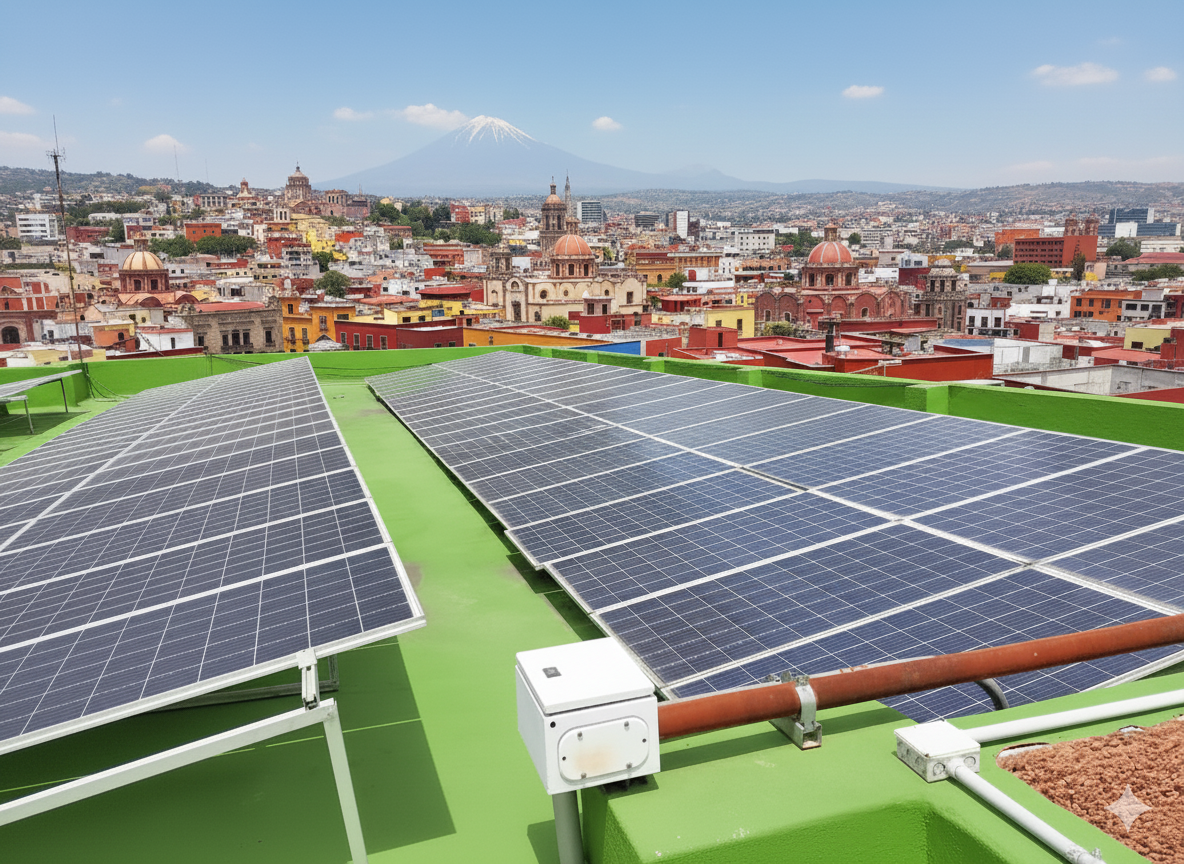 Casa ecológica con instalación de paneles solares