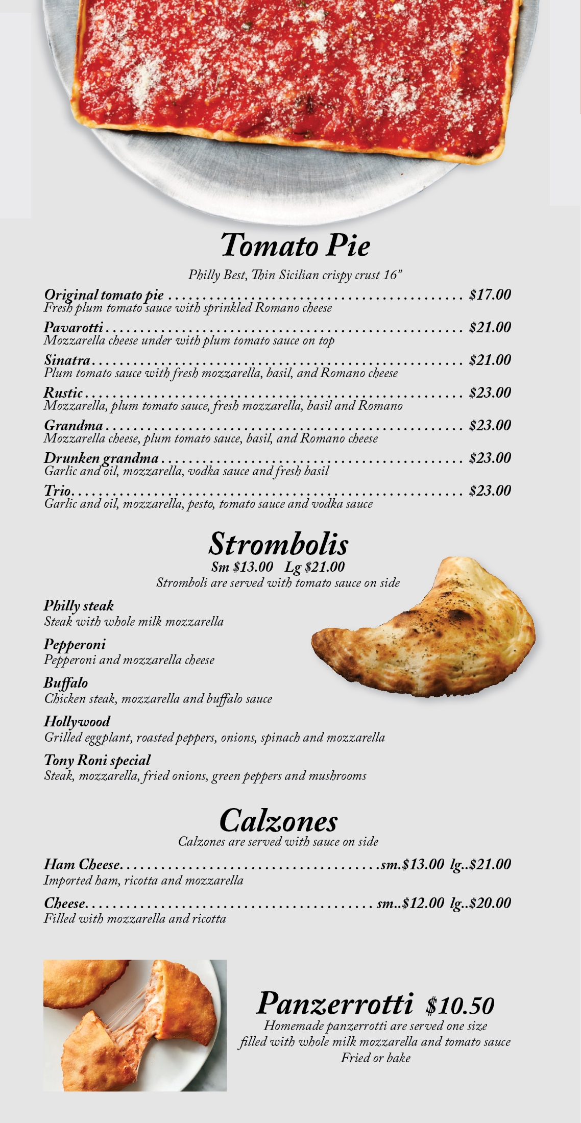 Tony Roni's Menu Panel 4