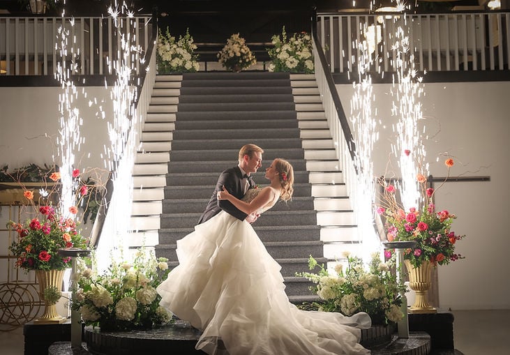 Coldspark machines creating spectacular effect at wedding