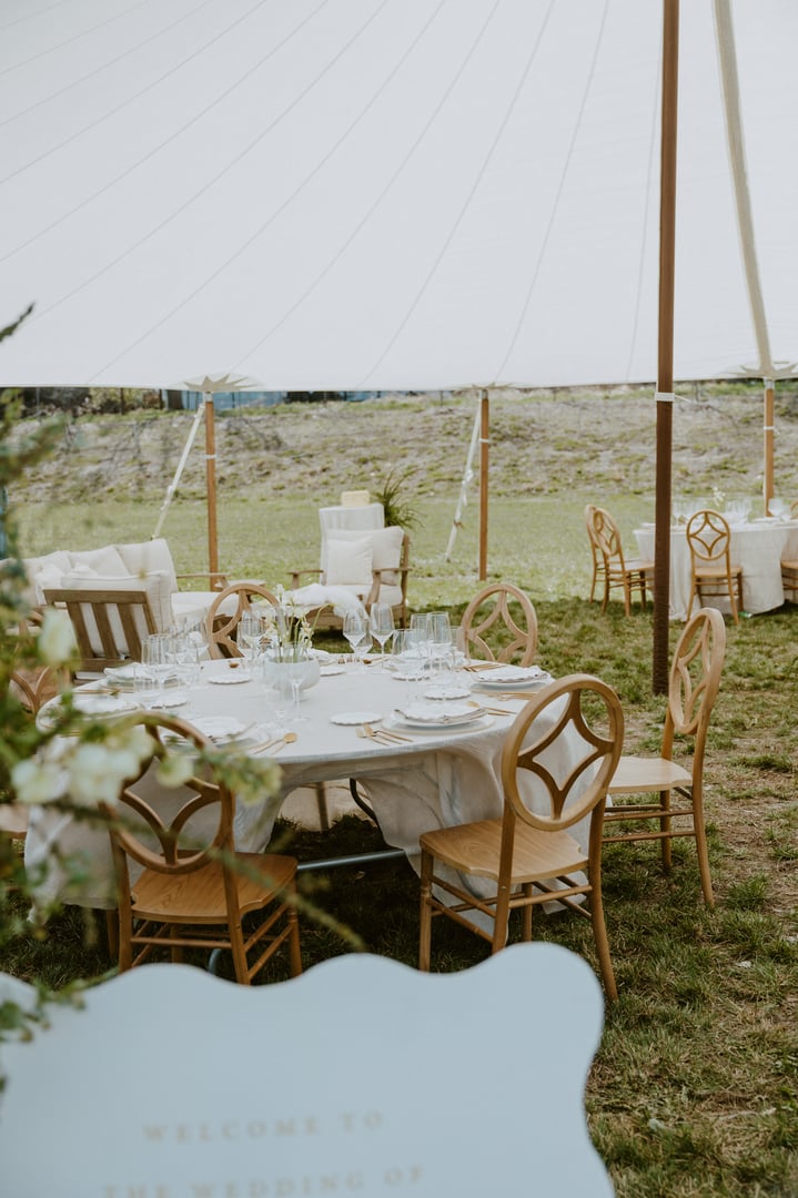 Tent Reception with Lounge Seating in Background in Omaha, Nebraska, United States