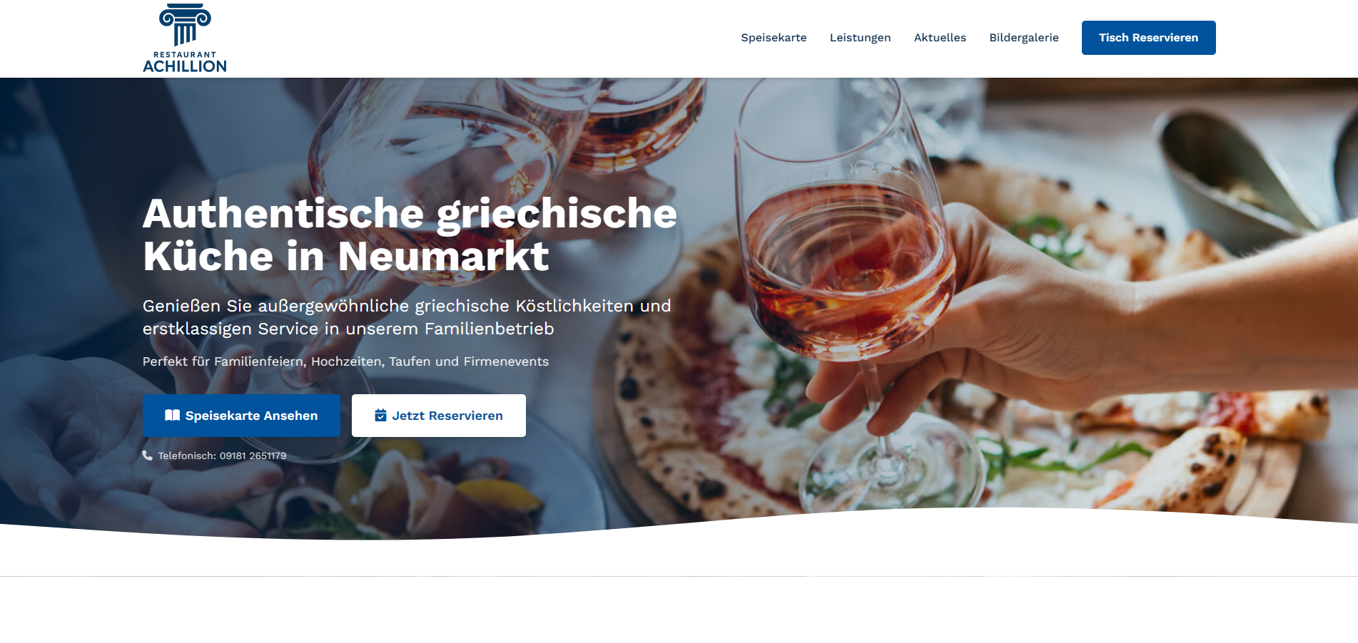 Greek restaurant website with modern design and menu showcase