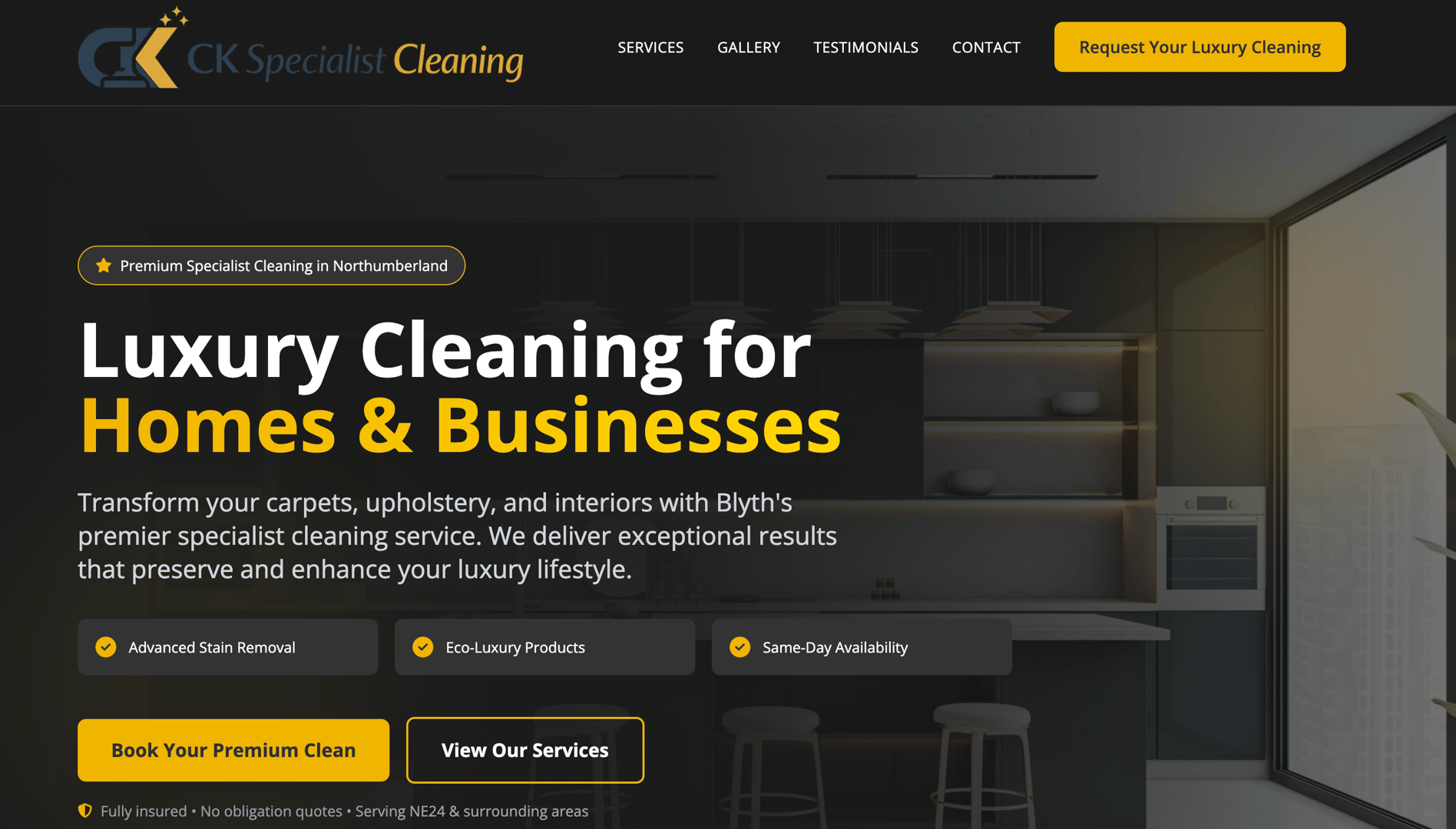 CK Cleaning Home website example