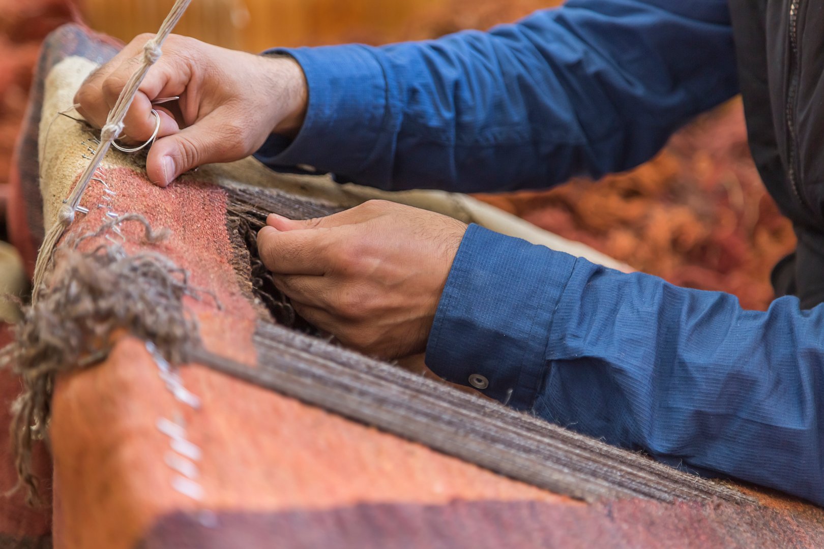 Restoring antique carpets, rugs and kilims.