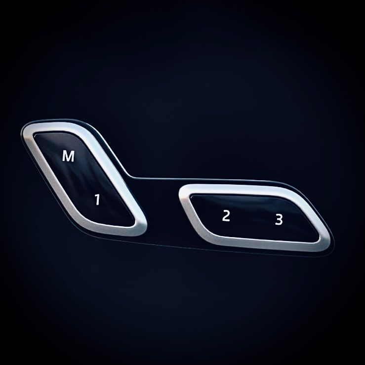 Memory seat control interface showing multiple saved driver profile settings