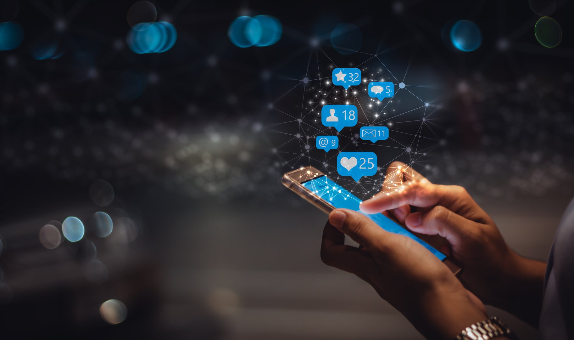 Young woman using smart phone,Social media 
Marketing, concept.