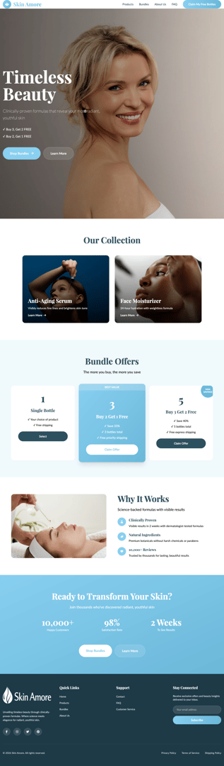 Skincare brand website example