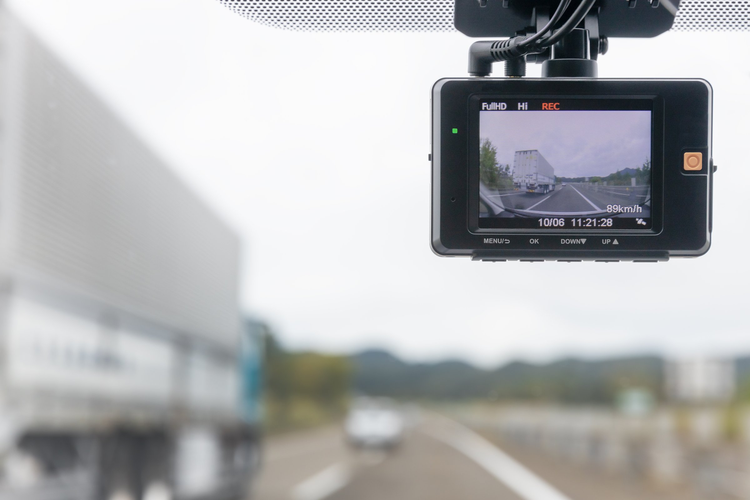 Driving with a dashboard camera.