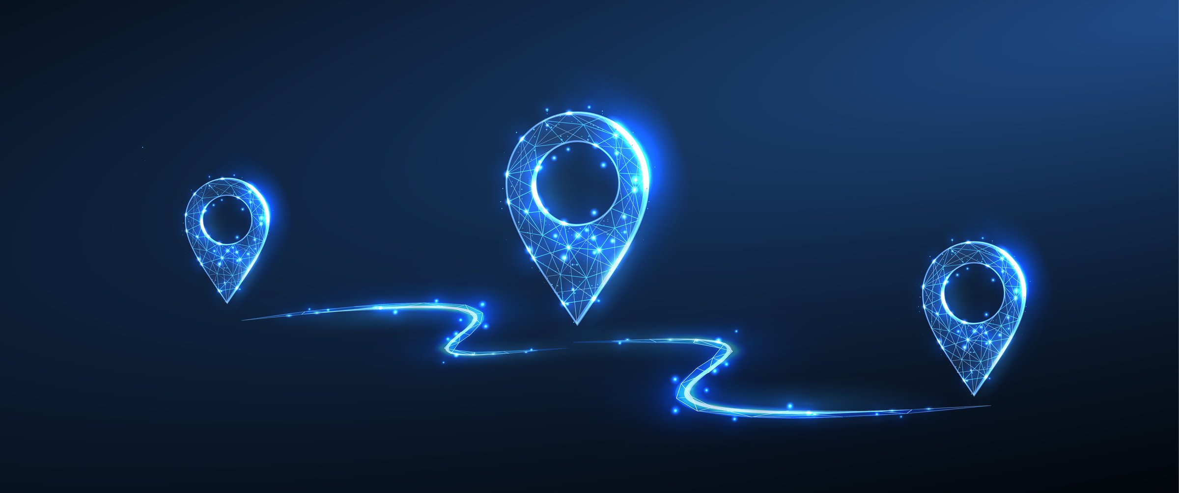 Map pins showing delivery service locations