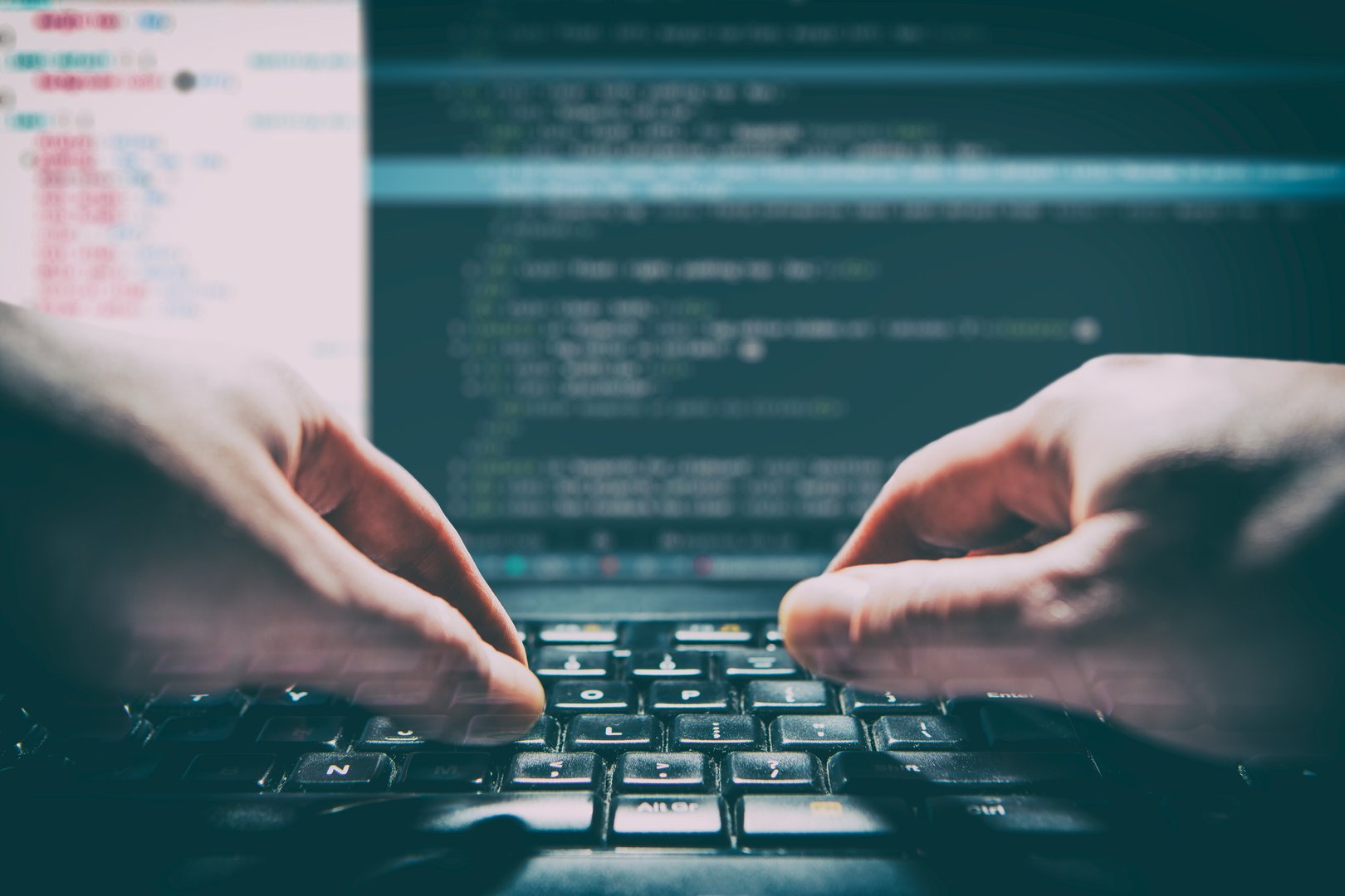 coding code program programming developer compute web development coder work design software closeup desk write workstation key password theft hacking firewall concept - stock image