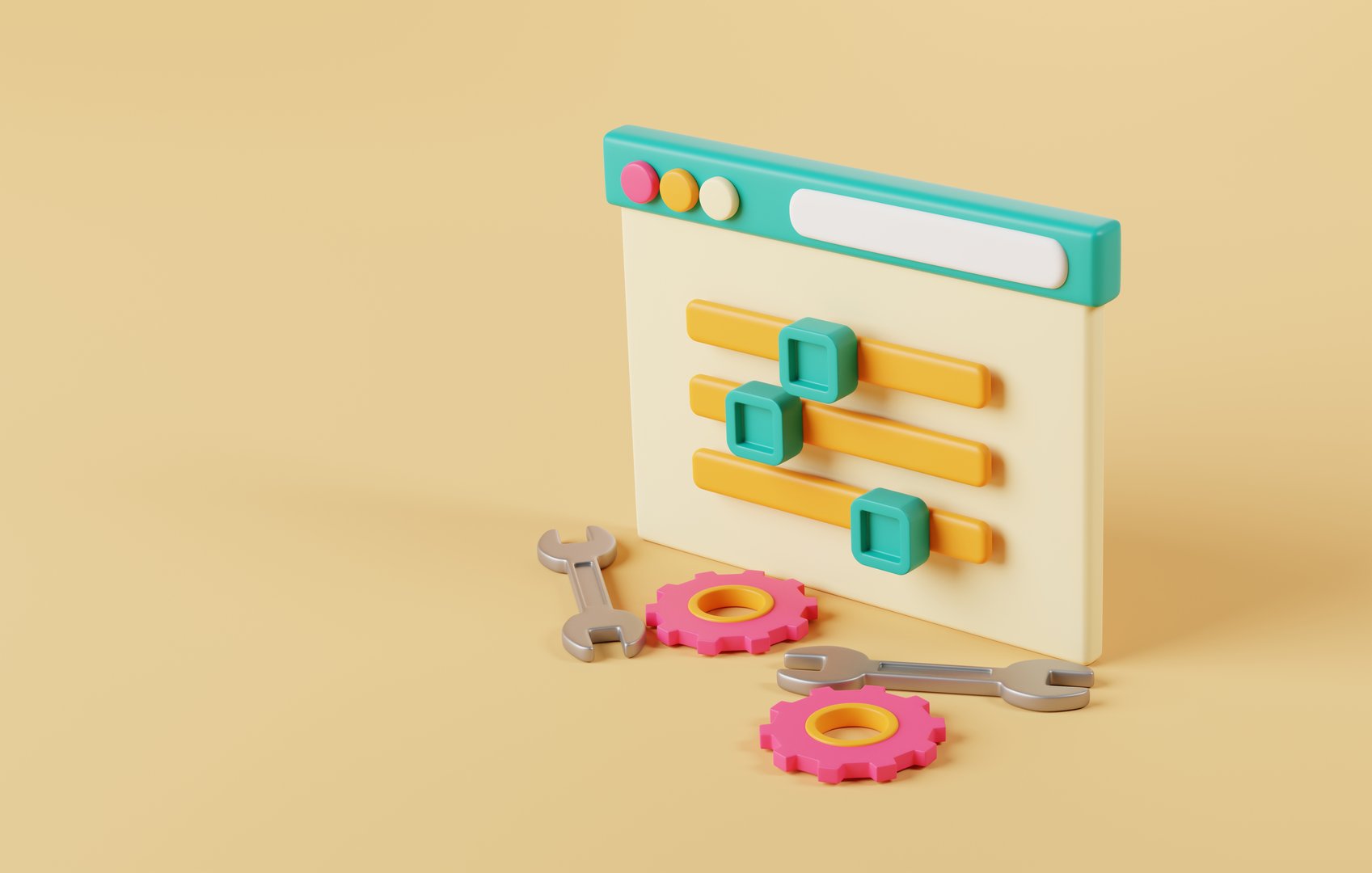 Web setting and optimization. Perfect for showcasing SEO, internet marketing, and technology prowess, enhancing online presence. 3d render illustration.