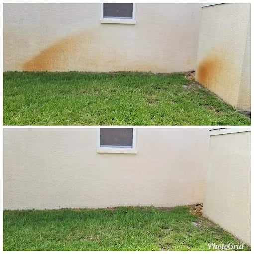 Before and after driveway pressure washing