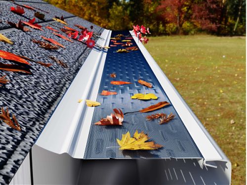 Professional micro-mesh gutter guard protection system installed on residential gutters