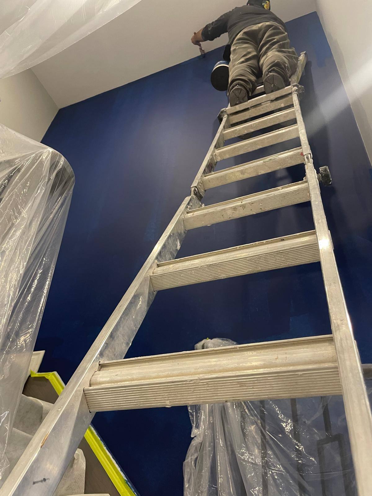 Professional painting process - precision cutting and preparation