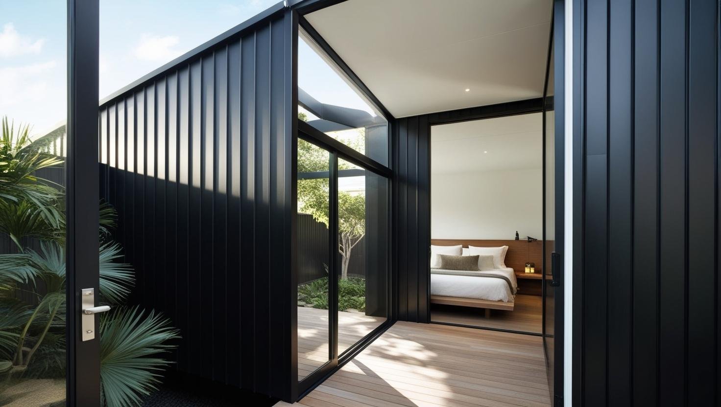 Aroha retreats , black steel house
