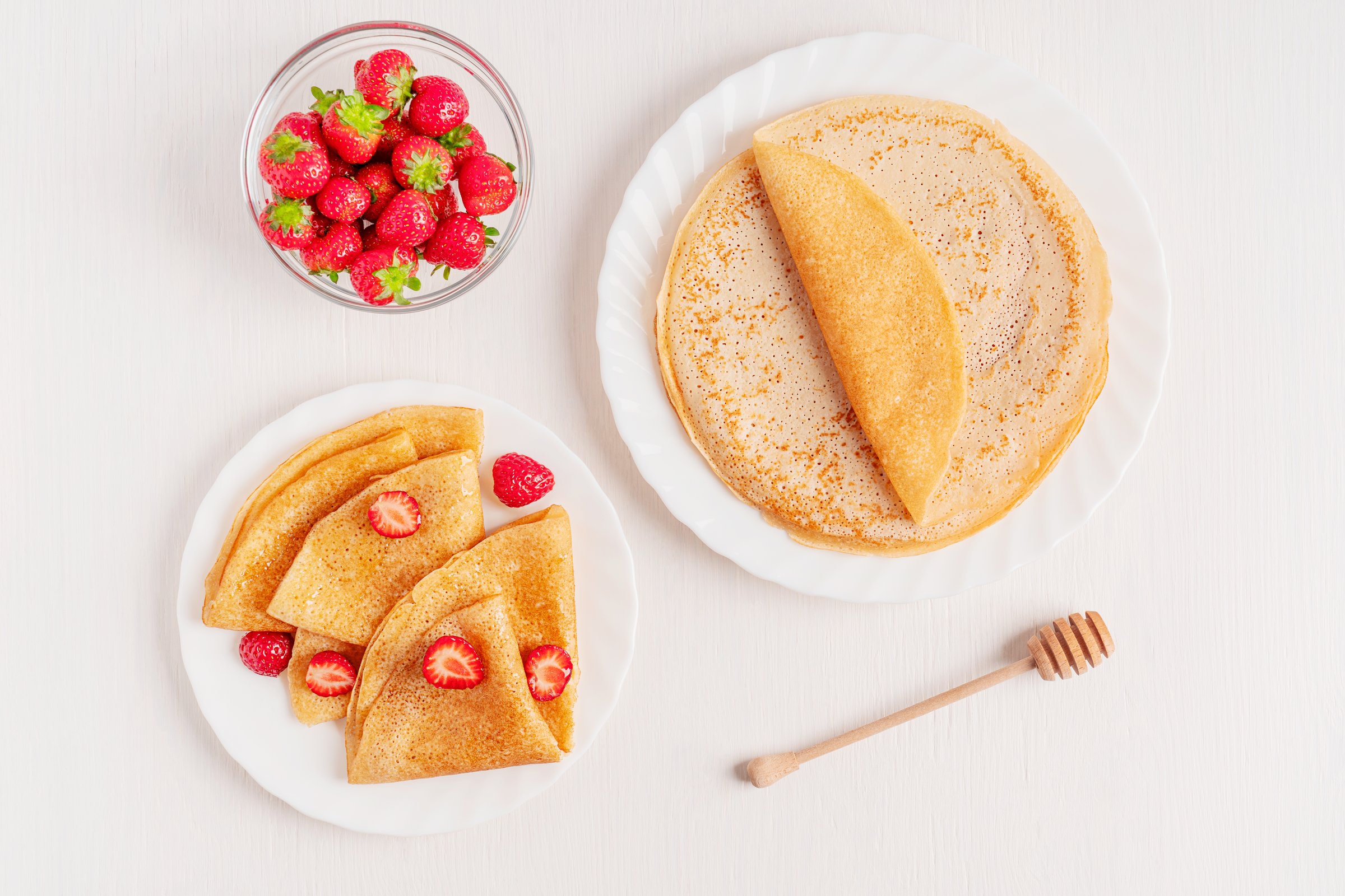 French crepe dessert with strawberries