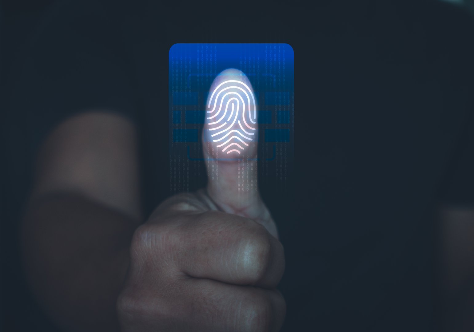 Business people with biometric identity verification technology