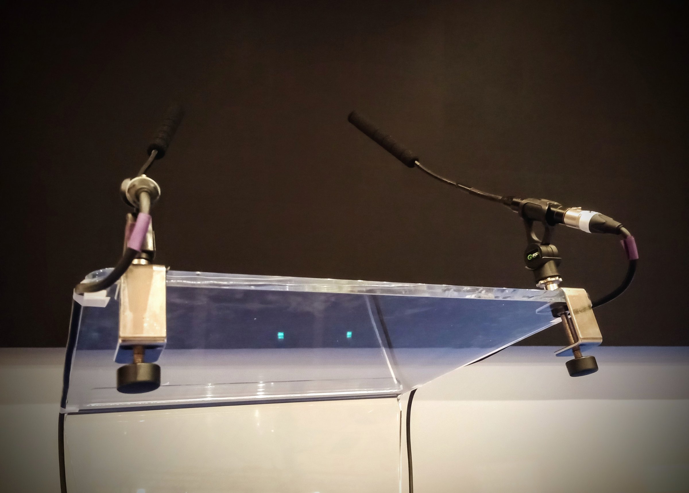 Professional Conference Lectern with Dual Microphones | Speaker's Podium Setup