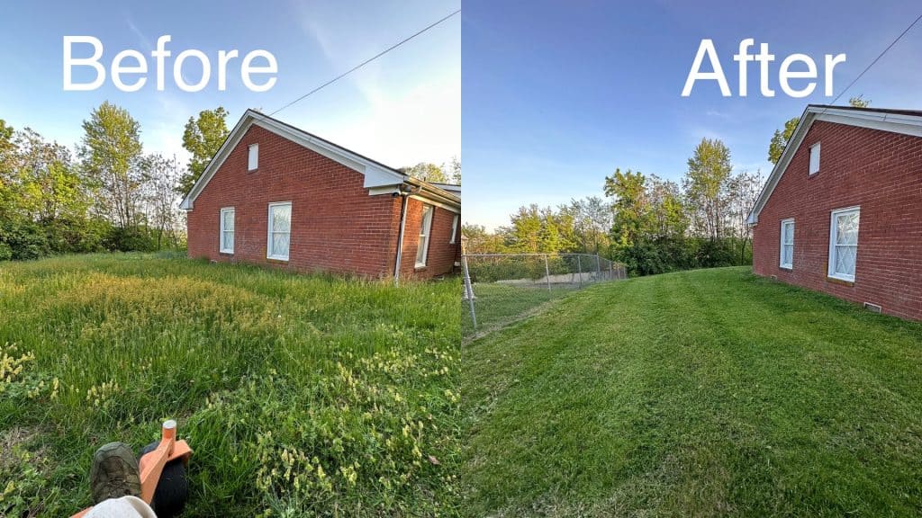 Lawn mowing completed job