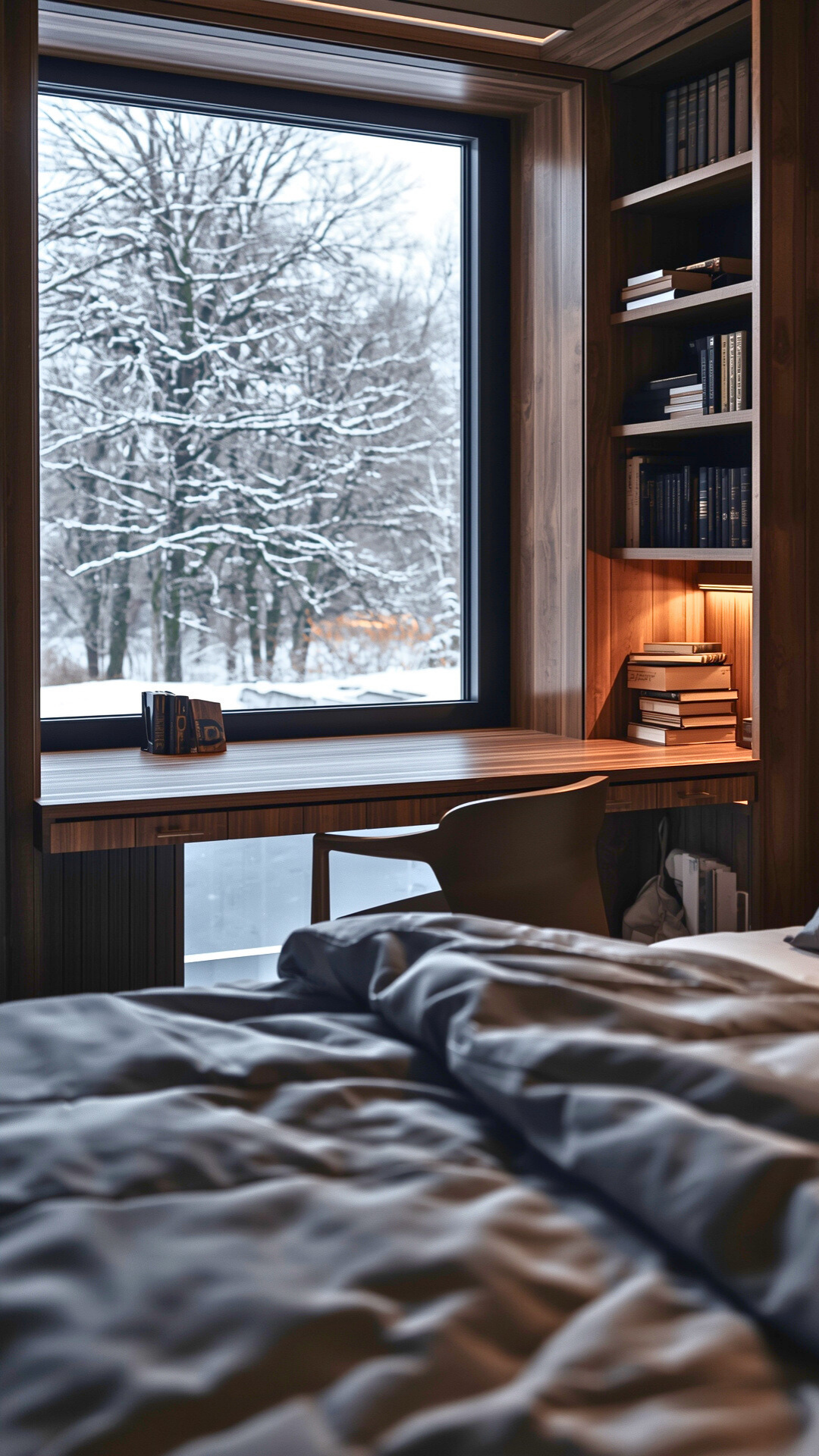 Stort hjemmekontor på soverommet med skiller