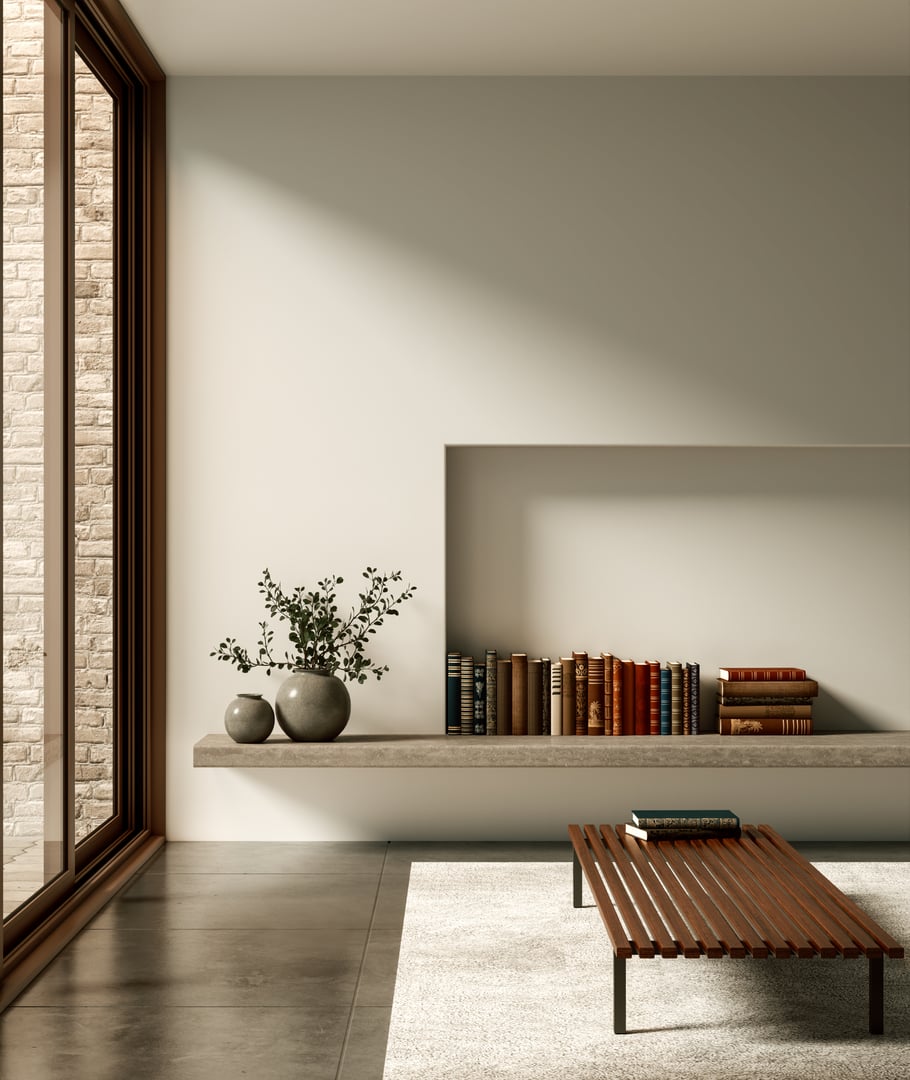 Large luxury modern bright interiors Living room mockup illustration 3D rendering image