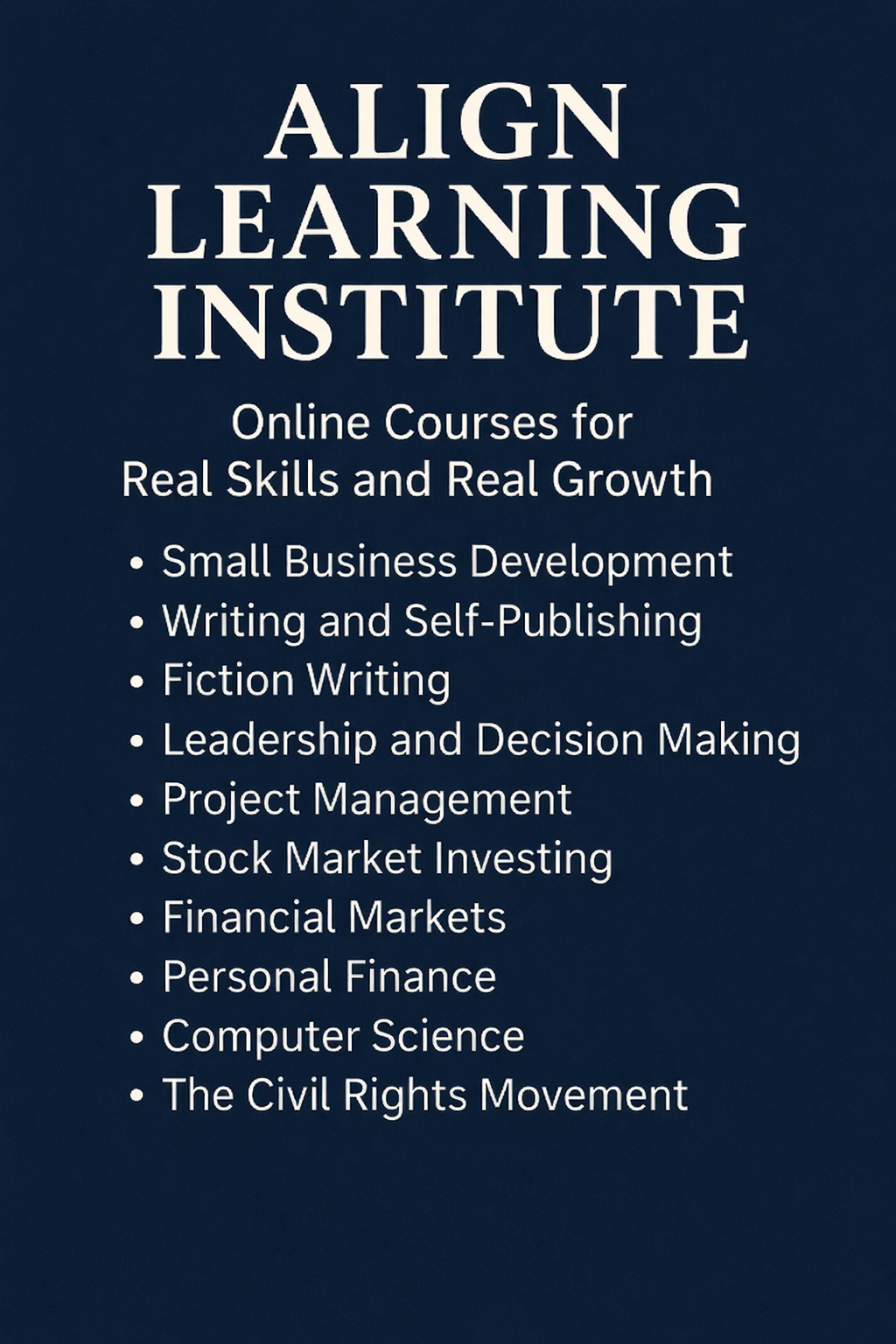 Align Learning Institute programs and training