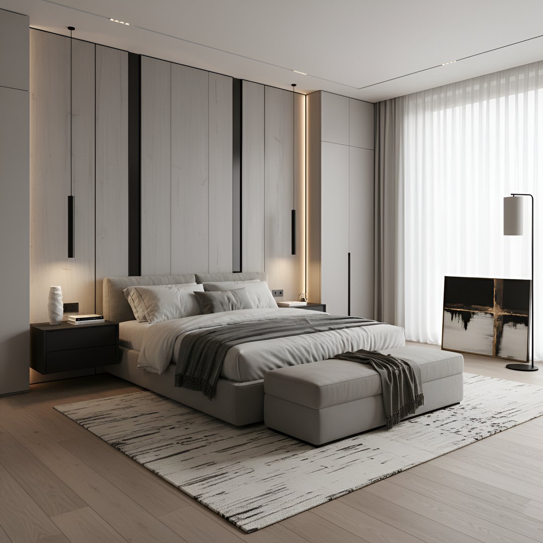 Modern bedroom interior with elegant design