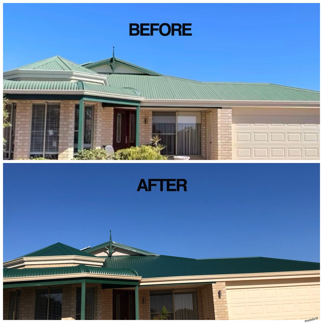 Roof painting before and after transformation