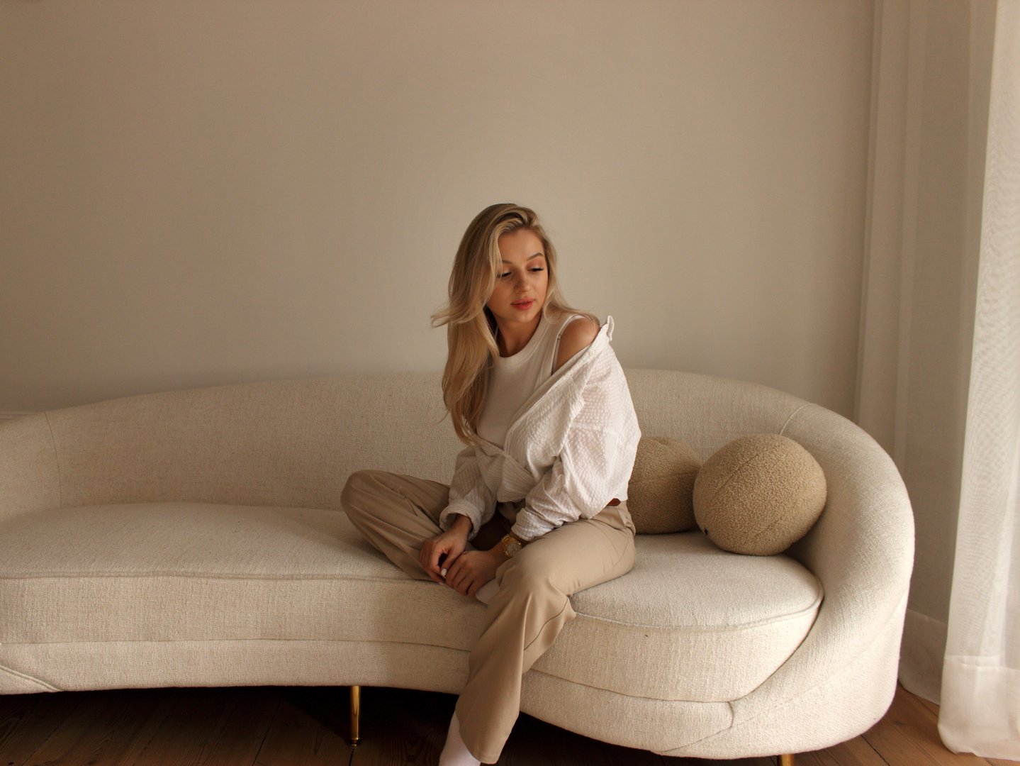 Portrait of a cute beautiful blonde with a pretty face