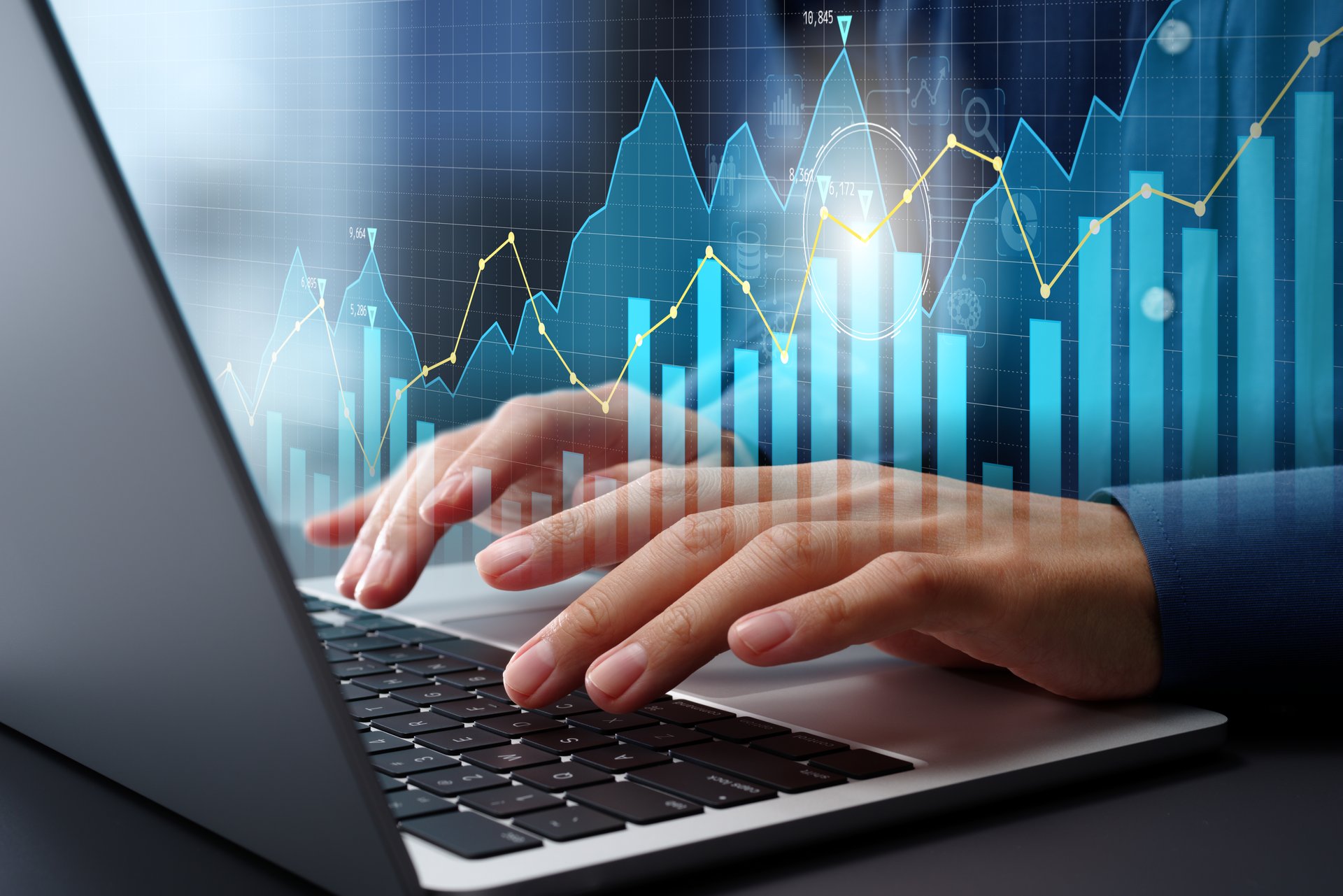 Data-driven decision-making. Business data analysis and strategic insights. Businessman using laptop computer to develop data-driven strategy.