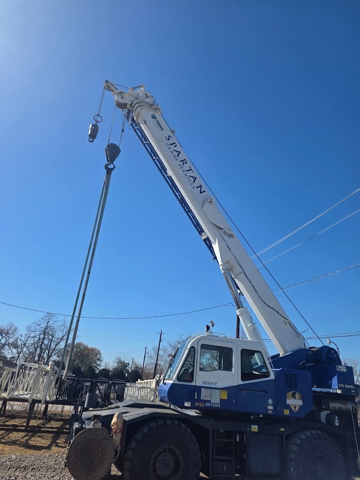 Rough terrain crane on construction site