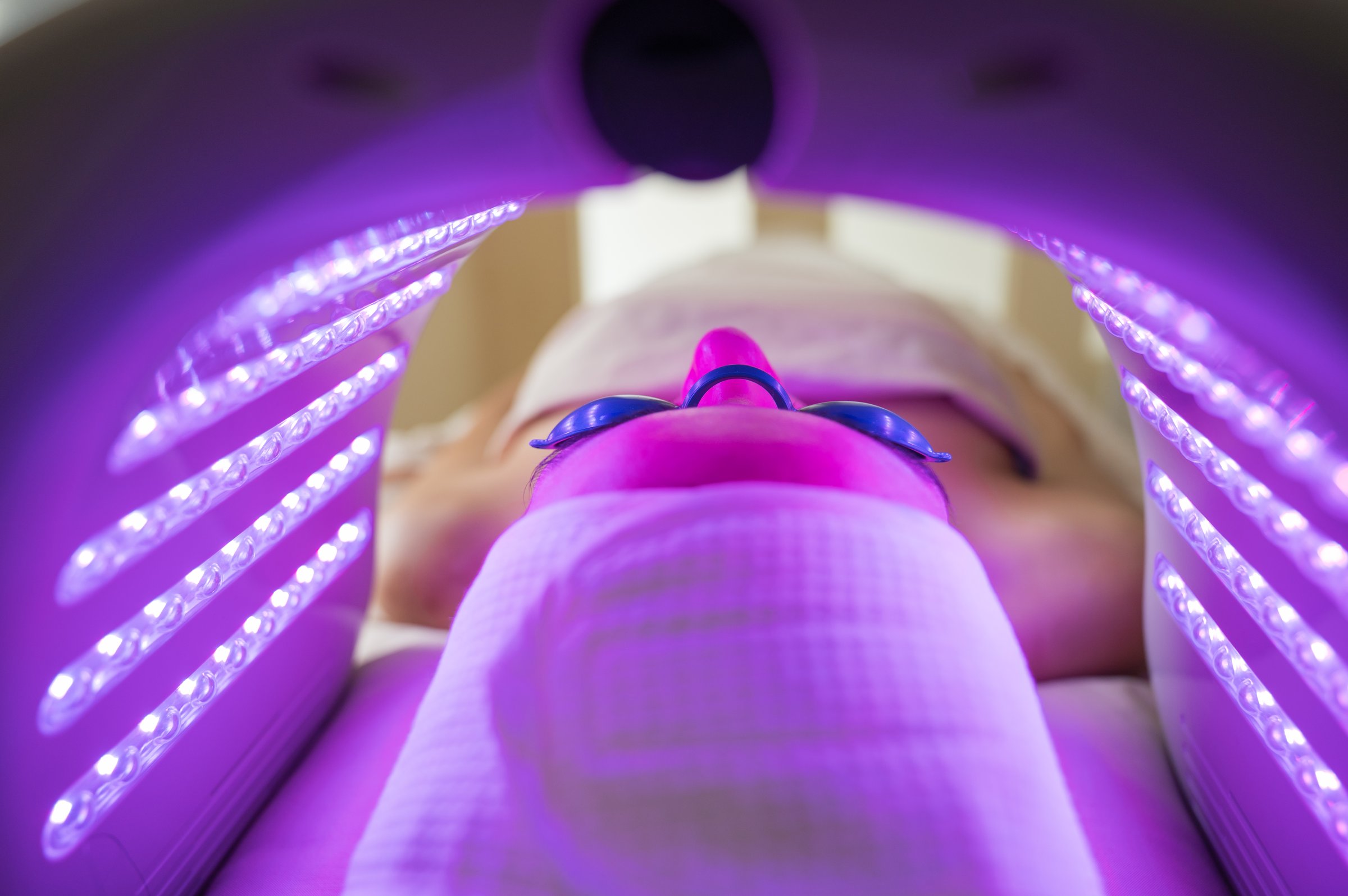 Premium LED light therapy treatment with luxury beauty technology