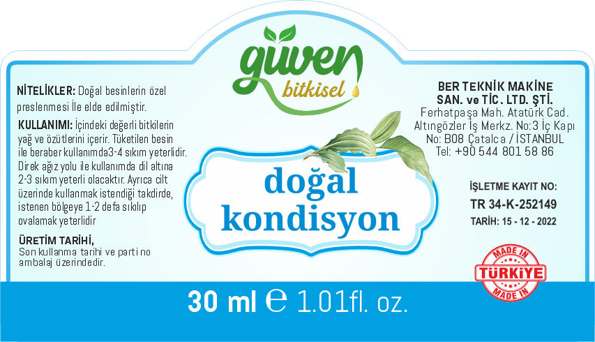 DOĞAL KONDÜSYON Etiket
