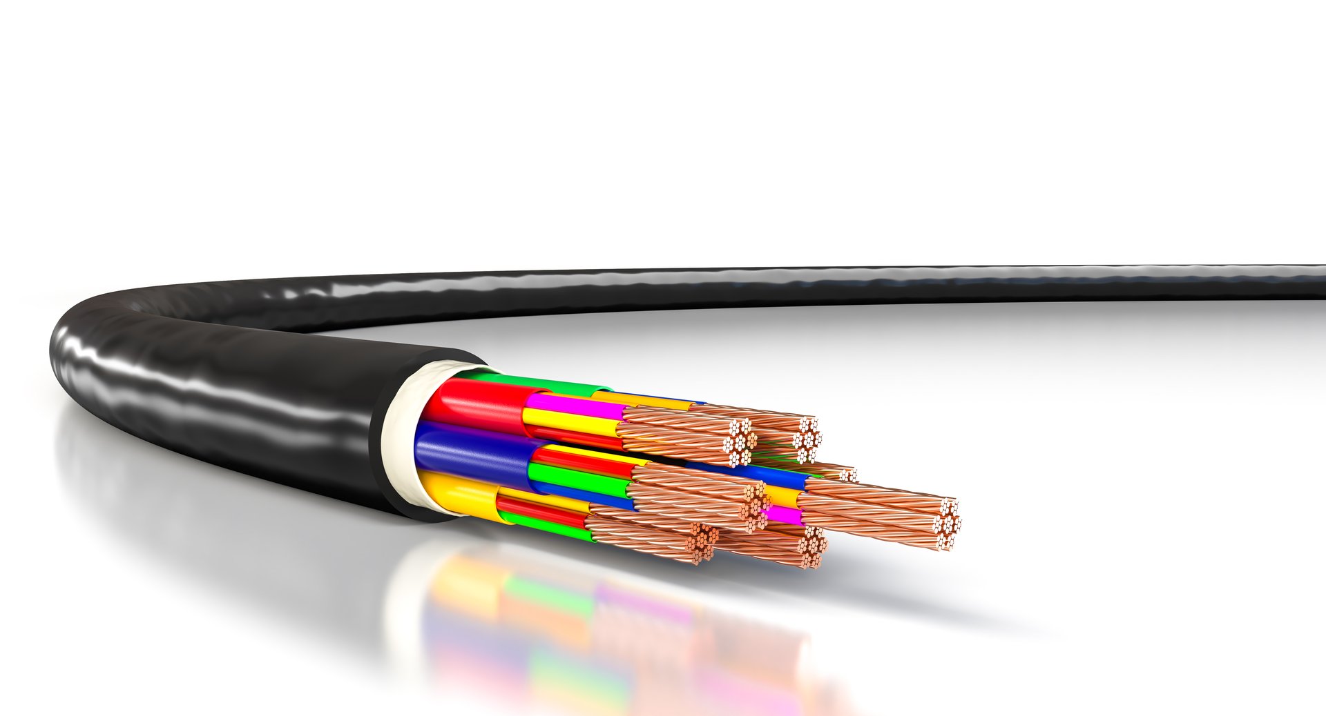 Black electrical copper cables